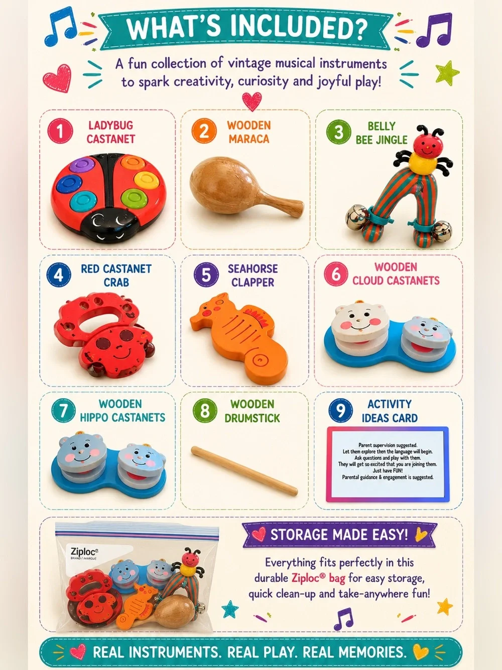 Lakeshore Vintage Musical Instruments Activity Bag for Your Little Ones